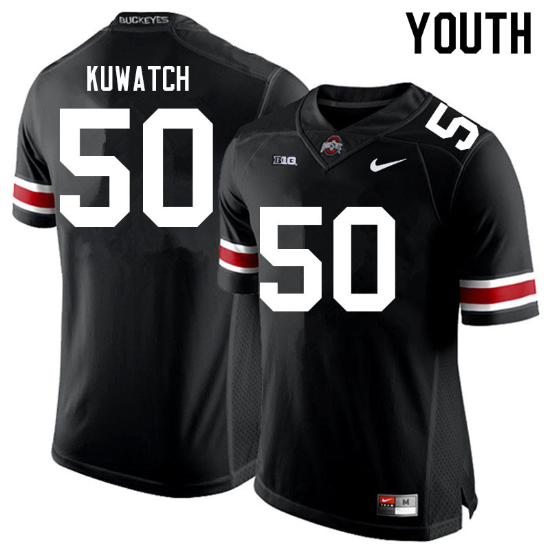 Ohio State Buckeyes Jackson Kuwatch Youth #50 Black Authentic Stitched College Football Jersey